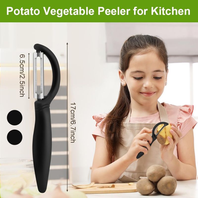 Set Mit 2 Universal-kartoffelschälern, Kartoffelschäler Aus Edelstahl, Manueller Kartoffelschäler, Kartoffelschäler Mit Ergonomischem Griff, Küchenschäler Für Obst Und Gemüse (schwarz)