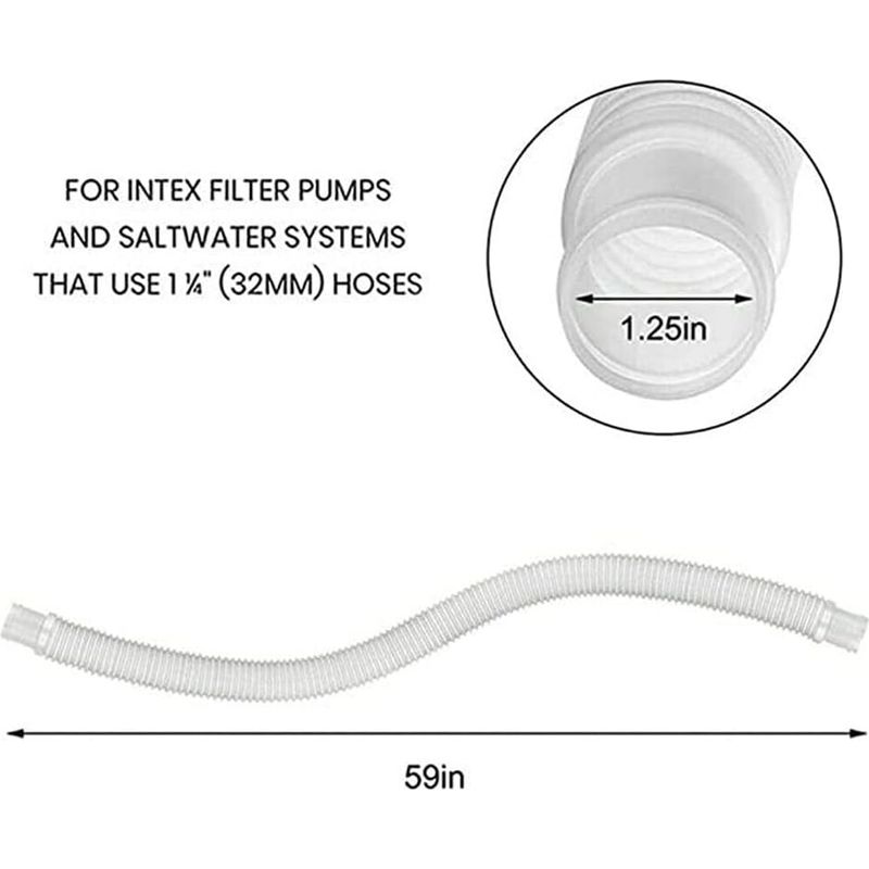 32-mm-poolschlauch, 2er-pack Für Aufstellpools, 150 Cm/59 Zoll Ersatz-poolschlauch, Poolpumpenschlauch Für Intex 330 Gph, 530 Gph Und 1000 Gph