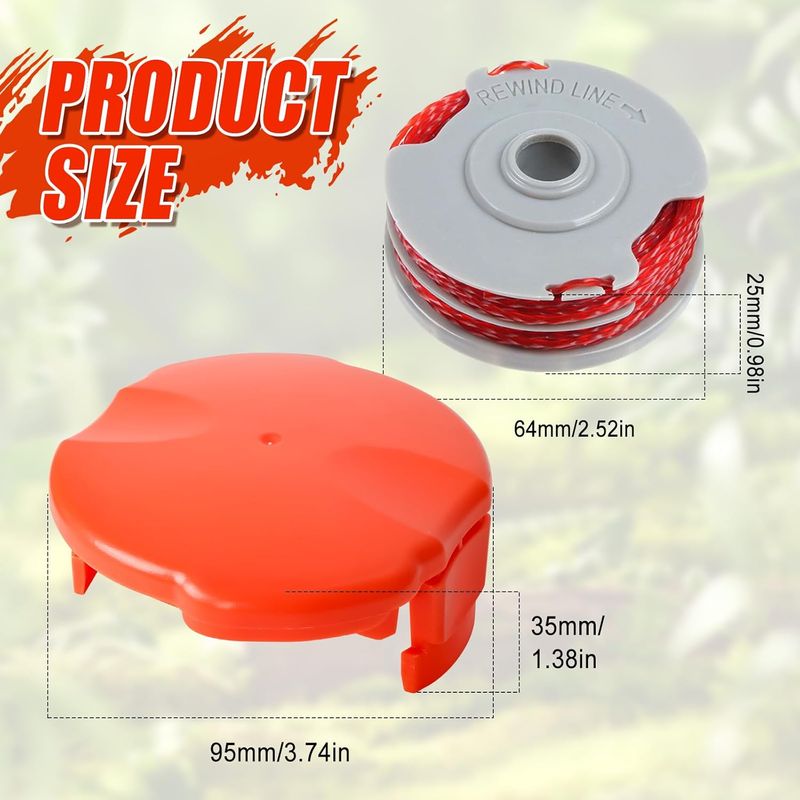 Flymo Fly021/513937190 Ersatzspule Für Rasentrimmer, 0,2 Cm 11 M Kompatibel Mit Flymo Contour 500 Xt/power Trim/mini Trim Mit Fly060 Deckel (6 Spulen + 1 Deckel)