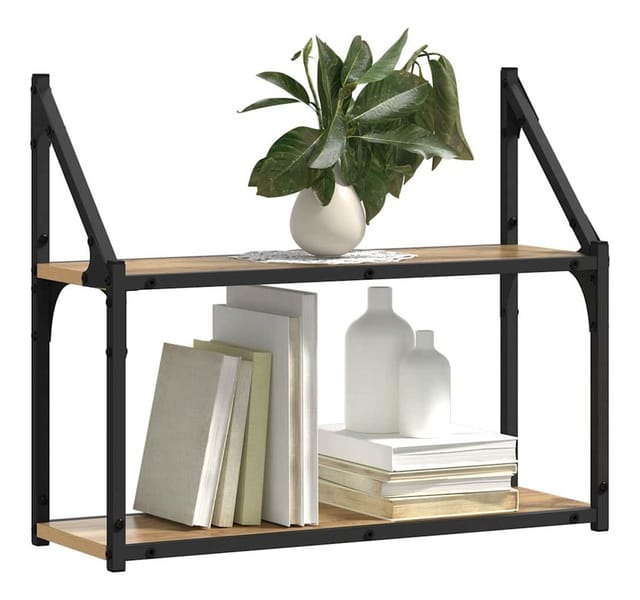 Wandregal Mit Regal Artisan-eiche 60 X 21 X 51 Cm Holzwerkstoff Vidaxl