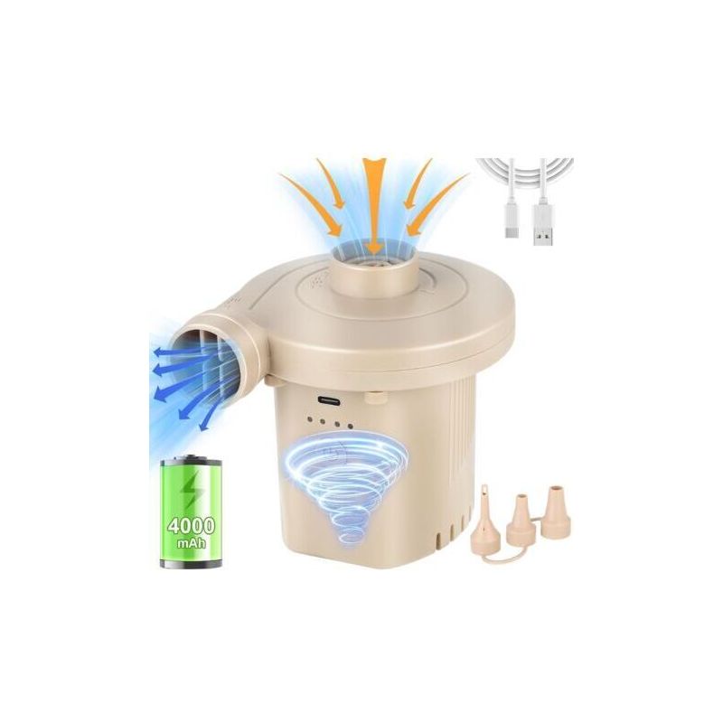Elektrische Luftpumpe – 4000-mah-akku, Aufblasbare Matratzenpumpe, Tragbare Kabellose Poolpumpe, Elektrische Usb-camping-luftpumpe Zum Aufpumpen Von Schwimmhilfen, Matratzen Und Pools