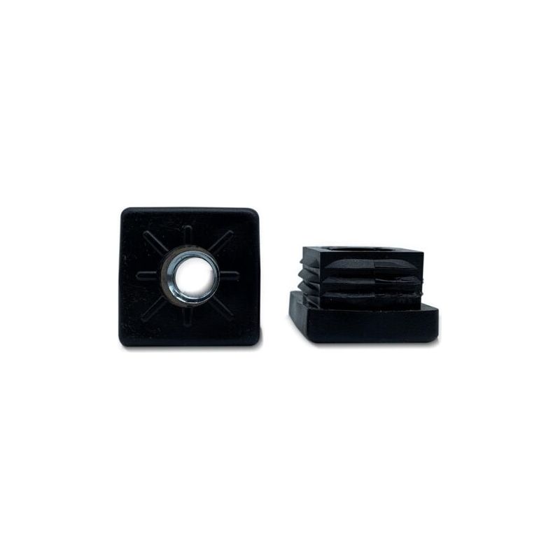 – Vierkant-gewindekappe – Vierkant-rohrendkappe – M8-verstellfußadapter – Für Aluminiummöbel Und -tore – Schwarz – 35 X 35 Mm