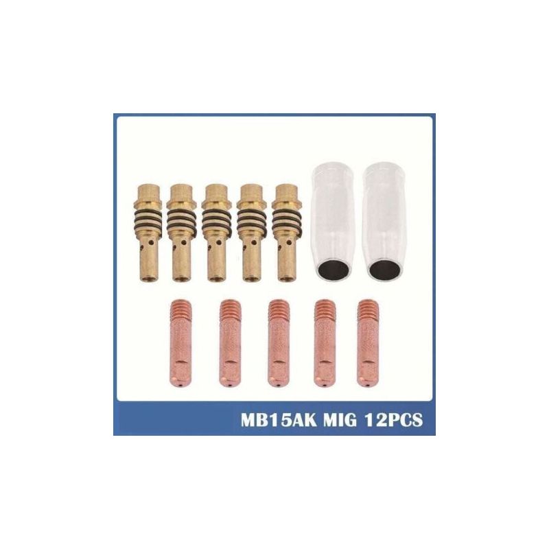 12-teiliges Kontaktdüsen-set Für 15ak-gaslos-mig-schweißgerät, 0,8-mm-mig/mag-gasanschlusshalter, Konische Gasdüse, Kontaktrohrhalter, Brennerverbrauchsmaterialien