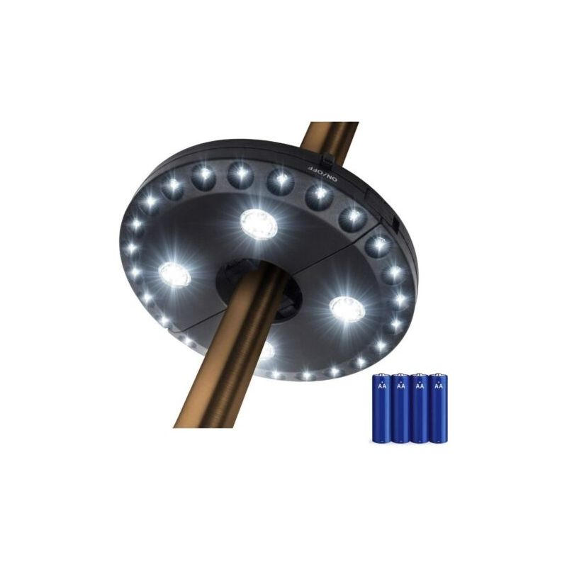 Schirmleuchte Mit 3 Helligkeitsstufen, 28 Leds Bei 220 Lux – Benötigt 4 Aa-batterien, Leichter Schirmmast Für Terrasse, Camping, Zelte Oder Andere Outdoor-aktivitäten