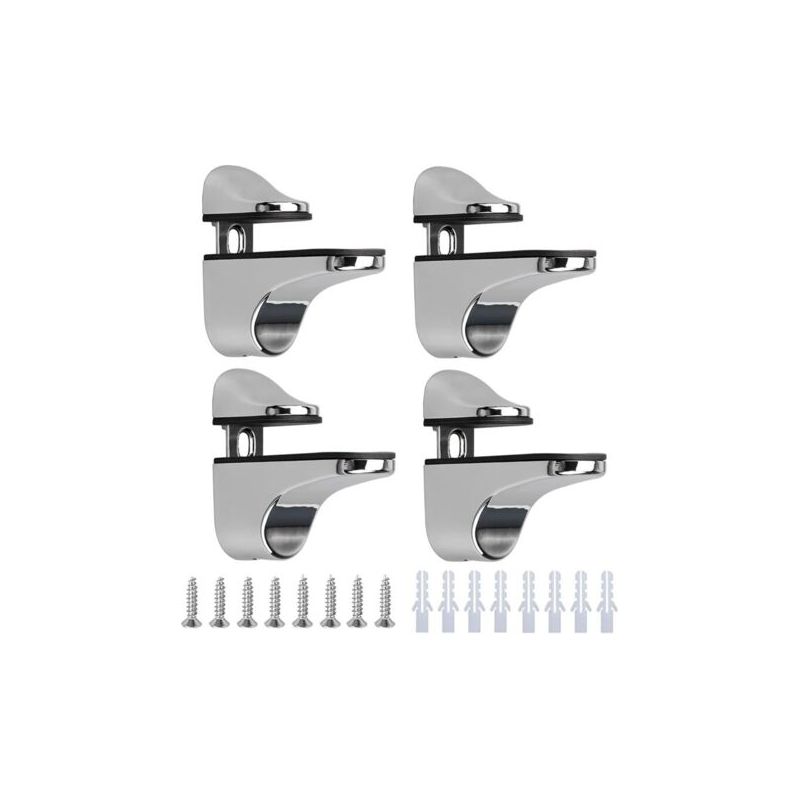 Set Aus 4 Verstellbaren Glasregalhalterungen Aus Polierter Zinklegierung, Geeignet Für Badezimmerregale Aus Glas Und Holz Mit Einer Dicke Von Bis Zu 3-23 Mm.