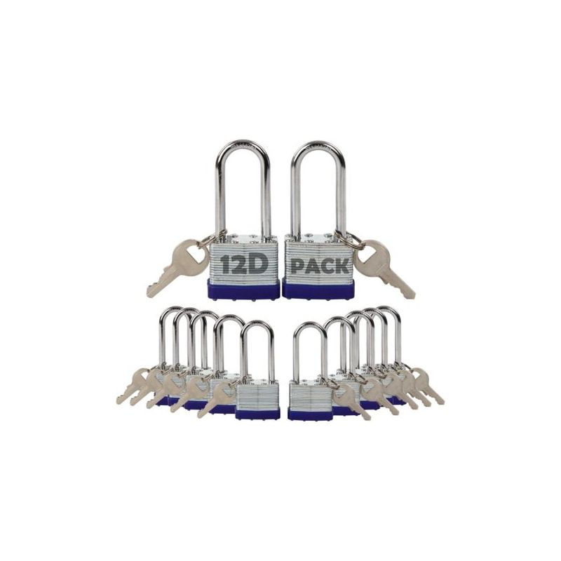 Packung Mit 12 Individuell Codierten Vorhängeschlössern, 14 Identischen Teilen, Extra Langem Bügel, Robustem, 40 Mm Dickem Gehäuse Aus Gewalztem Stahl, Rostbeständig, Für Schränke Und Zäune, Sowohl Im