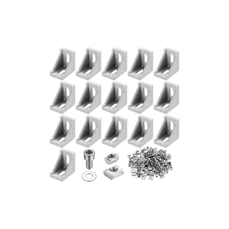 Satz Mit 16 Eckwinkeln Für 20x20 Aluminiumprofile, Verbinder Mit Muttern Und Schrauben, Eckbefestigungswinkel Für Profile