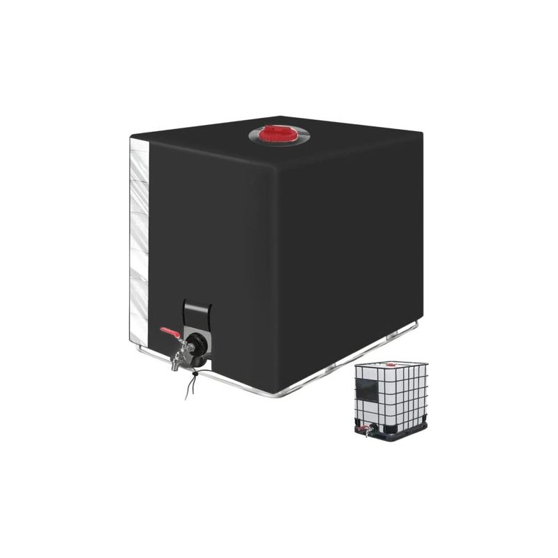 Ibc-tankabdeckung 1000l, Sonnenschutzabdeckung Mit Transparenter Folie, 1000l Tankabdeckung, Uv-beständig, Schwarze Abdeckung, 1000l Regenwassersammlung - 120 X 100 X 116cm (schwarz)