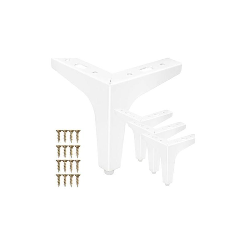 Set Mit 4 Metall-möbelbeinen, 15 Cm Lang – Moderne Weiße Diamant-dreieck-ersatzbeine Für Schränke, Sofas, Tische Und Hocker.