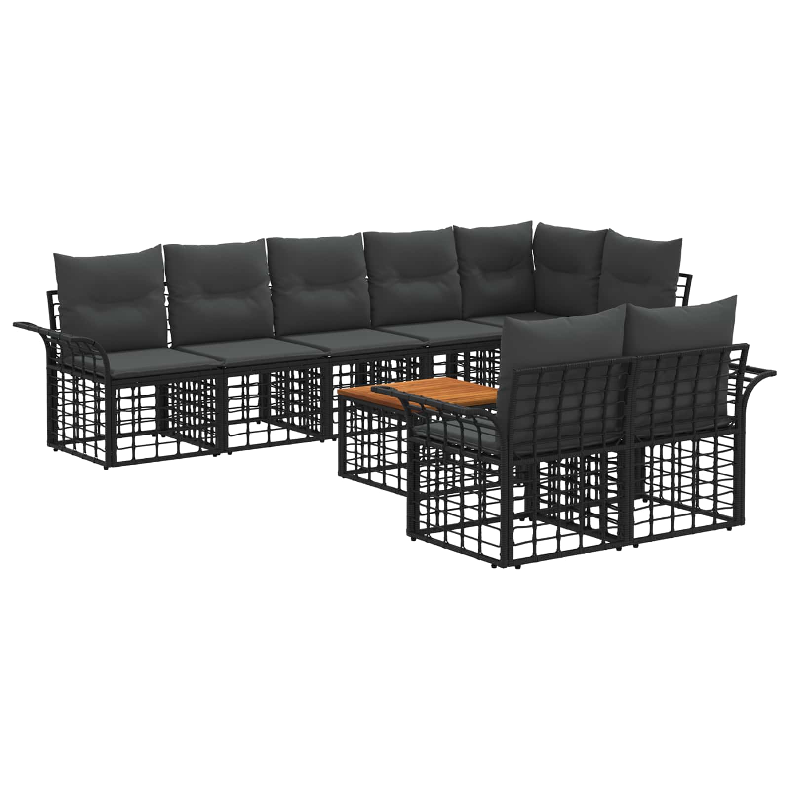 Maison Exclusive - Outdoor-sofagarnitur 9 Stk. 8-sitzer Schwarz U