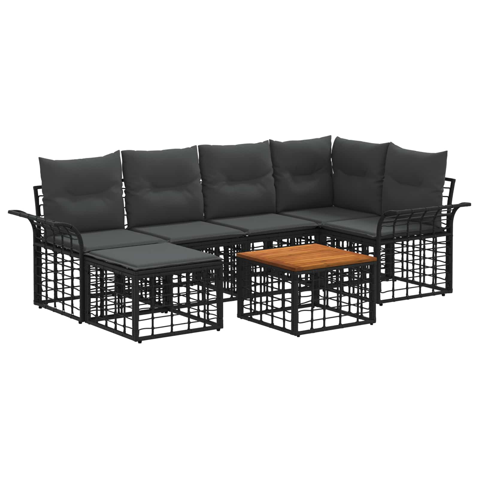 Maison Exclusive - Outdoor-sofagarnitur 7 Stk. 6-sitzer Schwarz U
