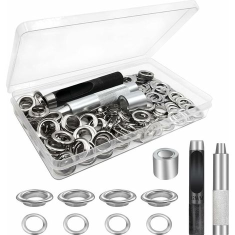 Ösenset, 100 Stück Planenösen, Ösenset, Für Planen, Zeltreparatur, Silber, 12 Mm (innendurchmesser)