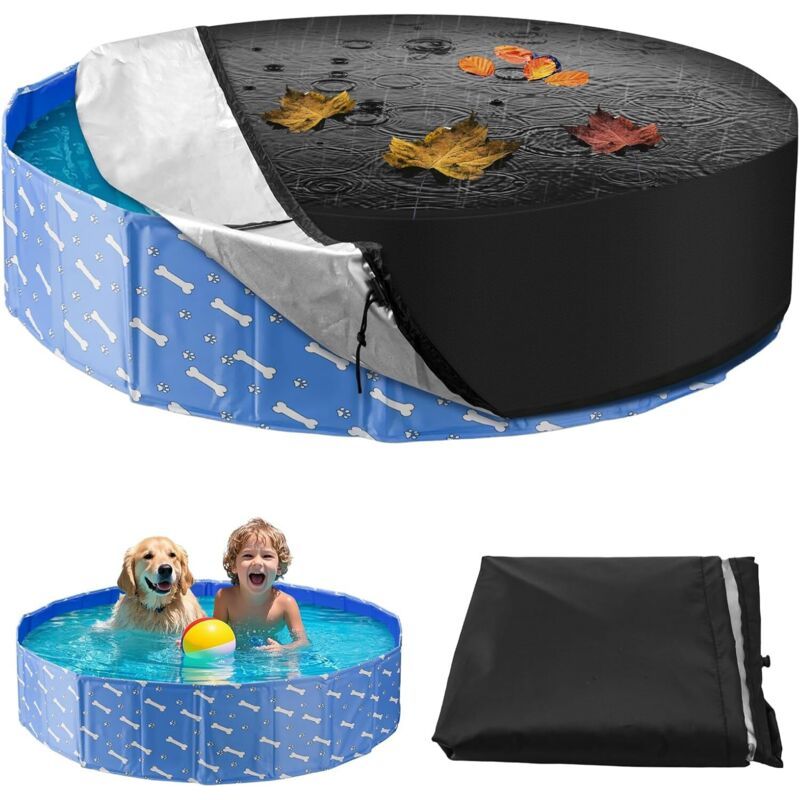 Runde Poolabdeckung, Hunde-poolabdeckung, Runde Poolabdeckung Mit Kordelzug, Faltbare Wasserdichte Und Staubdichte Poolschutzabdeckung (1603)