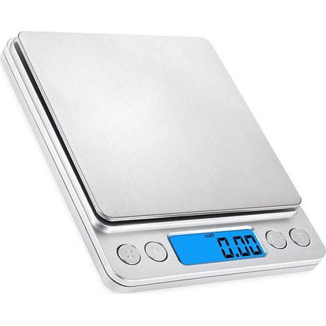 Präzisionswaage (0,01 G), Küchenwaage (500 G/0,01 G), Schmuckwaage Mit Tara- Und Zählfunktion, Taschenwaage Mit Hintergrundbeleuchtetem Lcd-display (edelstahl Und Silber)