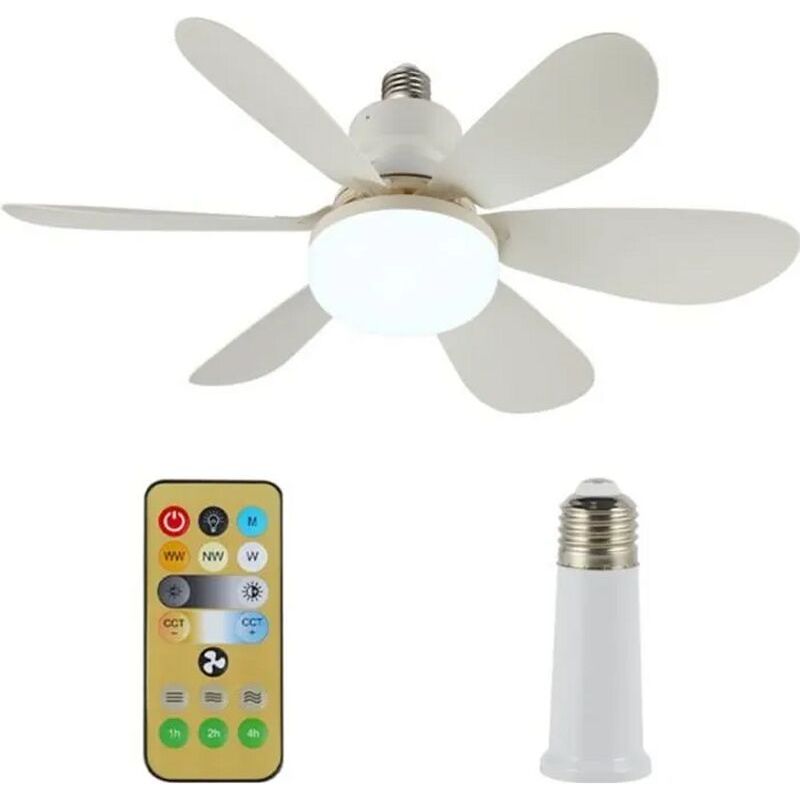 Deckenventilator - Qingque - Modell Mit E27-led-beleuchtung - 30 W - 6 Flügel - Intelligente Fernbedienung