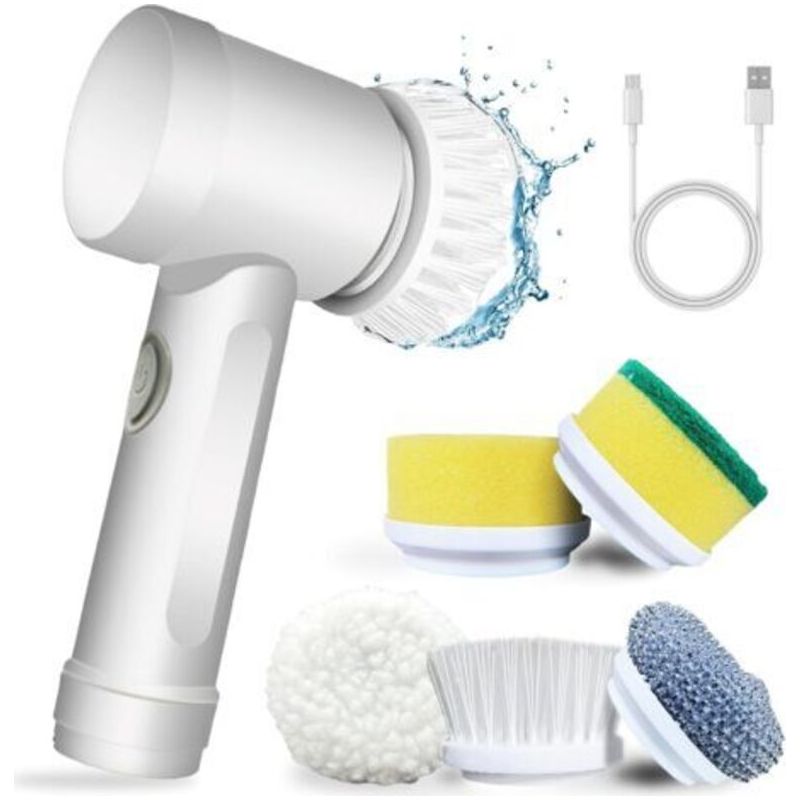 Elektrische Reinigungsbürste, Handbürste, Elektrische Bürste Mit 5 Aufsätzen, Automatisches Reinigungsset Für Badewanne, Küche, Fliesen, Fenster, Geschirr…