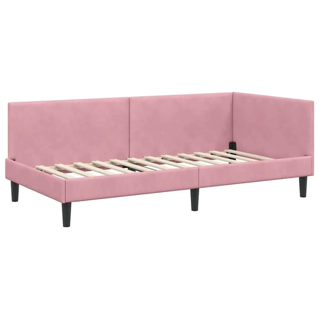 Eckbettgestell Rosa 90 X 200 Cm Samt Und Engineered Holz Vidaxl