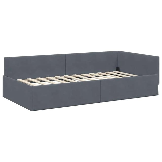 Eckbettgestell Dunkelgrau 100 X 200 Cm Samt Und Engineered Holz Vidaxl