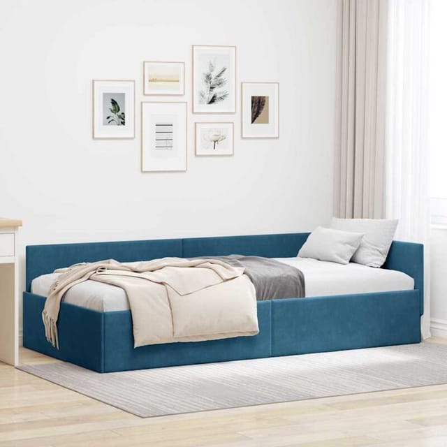 Eckbettgestell Blau 90 X 190 Cm Samt Und Engineered Holz Vidaxl