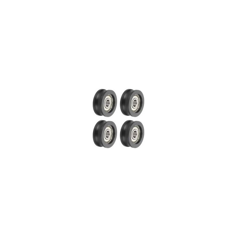 U-förmiges Rollenset Mit 4 Kugellagern, 6 X 25 X 10 Mm, Nylon Und Edelstahl, Robuste Ersatzrollen Für Schiebetüren, Fenster Und Mechanische Vorrichtungen, Schwarz