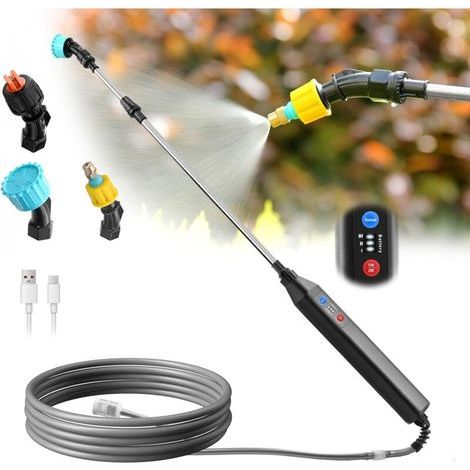 Elektrische Teleskop-sprühlanze (60 Cm) – 3 Sprühintensitätsstufen – Inklusive 5 M Schlauch Und 3 Düsen – Ideal Für Rasenflächen Und Gärten