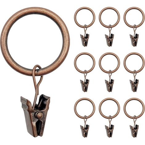 40 Stück Gardinenringe, Bronzefarbene Metall-gardinenhaken Mit Clips, Retro-stil, Robuste Fenster- Und Duschvorhangclips, Innendurchmesser 25 Mm, Rostfrei