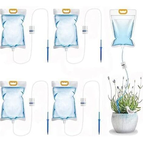5er-pack Tropfbewässerungsbeutel Mit Einstellbarem Durchfluss, 3,5-liter-automatik-bewässerungssystem Für Zimmer- Und Gartenpflanzen.