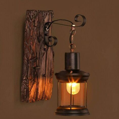 Retro-wandleuchte Im Nostalgischen Stil Aus Massivholz Mit Metallfinish Und Industriellem Look, E27-fassung. Ideal Für Cafés, Restaurants, Bars, Bekleidungsgeschäfte Und Internetcafés.