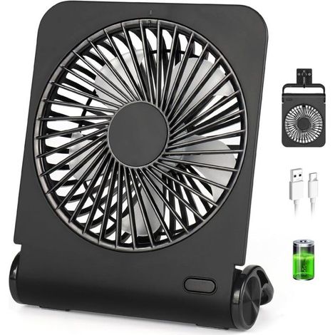 Wiederaufladbarer Mini-ventilator Mit 4 Geschwindigkeitsstufen, Extrem Leise, Kleiner Tischventilator, Bis Zu 220° Verstellbar, Geeignet Für Den Innen- Und Außenbereich