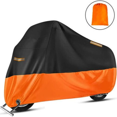 Wasserdichte Motorrad-/rollerabdeckung, Outdoor-plane, 210d, Vogelkotabweisend, Staub-/schnee-/regendicht, Winddicht, Xxl 245 X 105 X 125 Cm, Schwarz + Orange