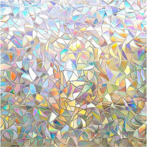 45 X 200 Cm Elektrostatische Fensterfolie Mit Regenbogeneffekt, Dekorative Sichtschutzfolie, 3d-folie Mit Uv-schutz, Ideale Verdunkelungsfolie.