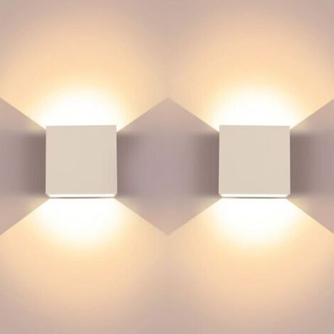2er-pack 6-w-led-wandleuchten, Moderne Quadratische Aluminium-wandleuchten (oben Und Unten), Warmweißes Licht (3000 K), Geeignet Für Wohnzimmer, Schlafzimmer, Flur Und Esszimmer [energieeffizienzklass