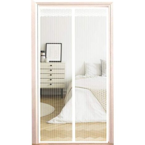 Magnetische Fliegengittertür, Selbstschließend, Faltbar, Atmungsaktiv, Für Türen/bahnsteige – Weiß, 70 X 200 Cm