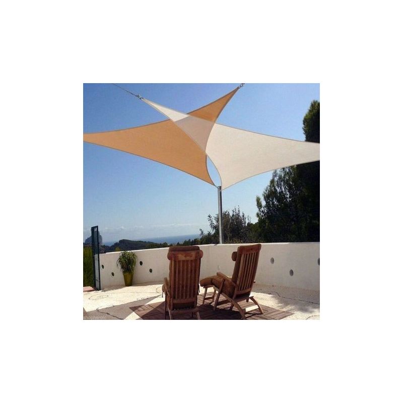 Voile D'Ombrage (hdpe) Triangulaire 3 X 3 X 3m Crème Protection Des Rayons Uv Pour Terrasse Camping Extérieur Jardin