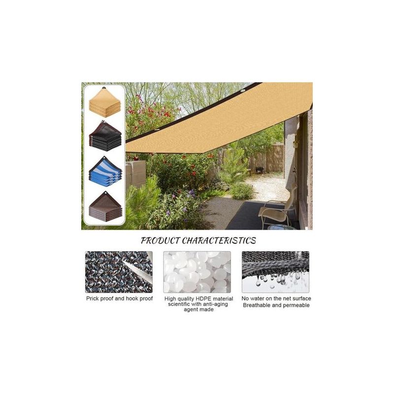 Filet D’ombrage – Anti-uv, Toile Solaire Avec Œillets Métalliques, 90% D’ombrage – Pour Jardin, Serre, Pergola, Terrasse – Marron, 2 X 3 M