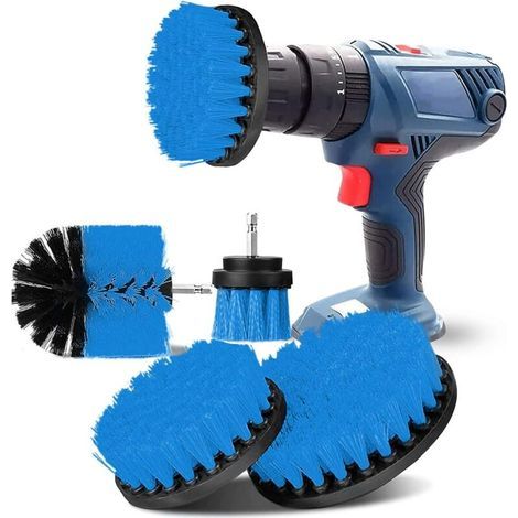 Bunthaus Zolginah Brosse Nettoyage Perceuse 4 Pièces, Brosse Pour Perceuse Voiture Carrelage Tapis Baignoire Cuisine Toilettes Bleu