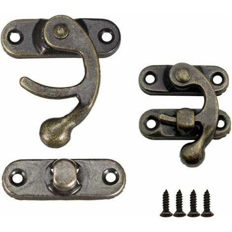 Bunthaus Lot De 20 Crochets De Verrouillage En Métal Bronze En Forme De Corne, Adaptés Aux Boîtes En Bois Rétro Et Aux Boîtes À Bijoux - Vis De Fixation Incluses (très Petites)