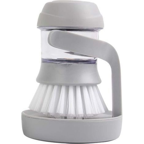 Pair Brosse À Vaisselle Avec Distributeur De Savon, Brosse De Cuisine Avec Support, Brosse Avec Réservoir Liquide Vaisselle, Brosse De Nettoyage Pour Nettoyage De Poêles, Evier De Cuisine, Gris-fei Yu