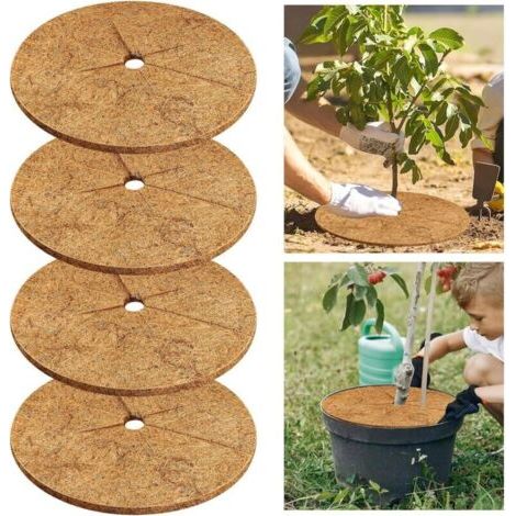 Bunthaus Lntyq – Disque De Paillage En Fibre De Coco 30 Cm – Lot De 4 – Épais Et Biodégradable – Protection Des Plantes En Pot Et Jardin