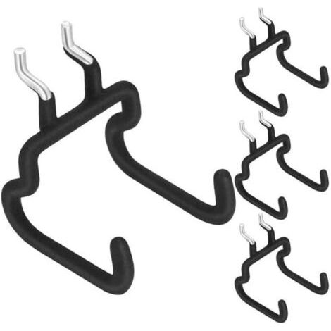 Bunthaus Lntyq 4 Crochets Panneau Perforé Robustes - Crochet Panneau Perforé Double Pour Perceuse Et Sac D'Accessoires, Idéal Pour Panneau Perforé Mural Et Porte Outils Mural, Espacement Des Trous 2.5