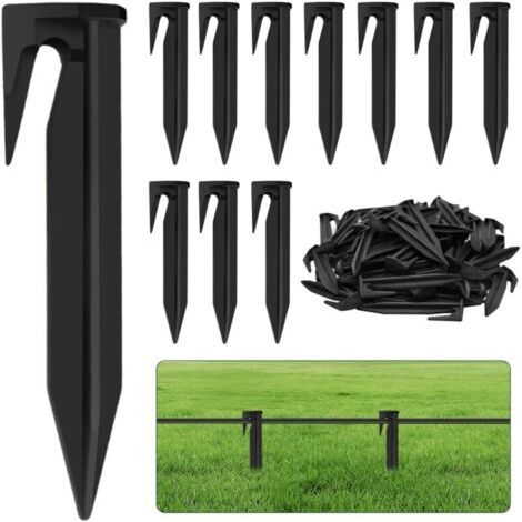 Bunthaus 100 Pièces Piquet Fil Robot Tondeuse, Piquets De Fixation Pour Câbles,piquets De Terre Pour Robot Tondeuse Accessoires Pour Câbles Périphériques Tondeuse Robot, Compatible Husqvarna Gardena W