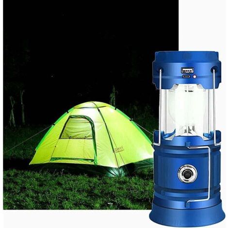 Bunthaus Pa Lanterne Led Rechargeable Solaire/usb, Lampe Camping Puissante, 2 Modes Lanterne De Jardin Portable, Torche 360° Eclairage Suspendue Avec Etanche Pour Bivouac/secours/garage/cave/pêche(ble