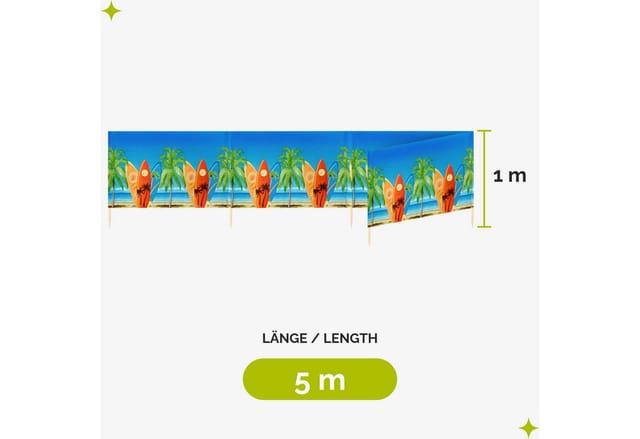 Garronda Strand Windschutz Sichtschutz 5m Lang Plus Gummihammer Gaex001 (surfbretter, 5m)