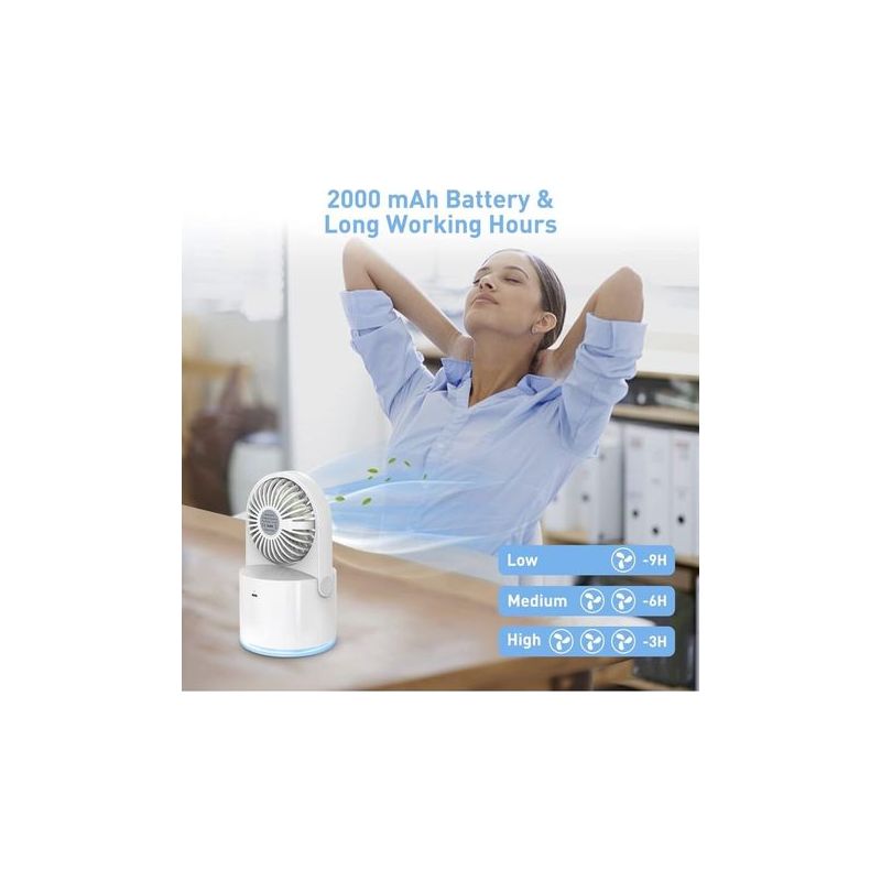 Leiser Mini-ventilator Mit Sprühfunktion, Usb-wiederaufladbarer Tragbarer Ventilator Mit 3 Geschwindigkeitsstufen Und 7-farbigem Nachtlicht, Tischventilator Geeignet Für Schlafzimmer, Büros, Den Außen