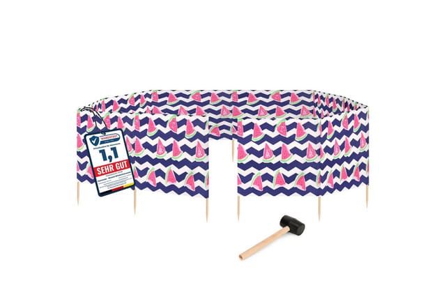 Garronda Strand Windschutz Sichtschutz 15m Lang Plus Gummihammer Gaex001 (wassermelone-2, 15 M)