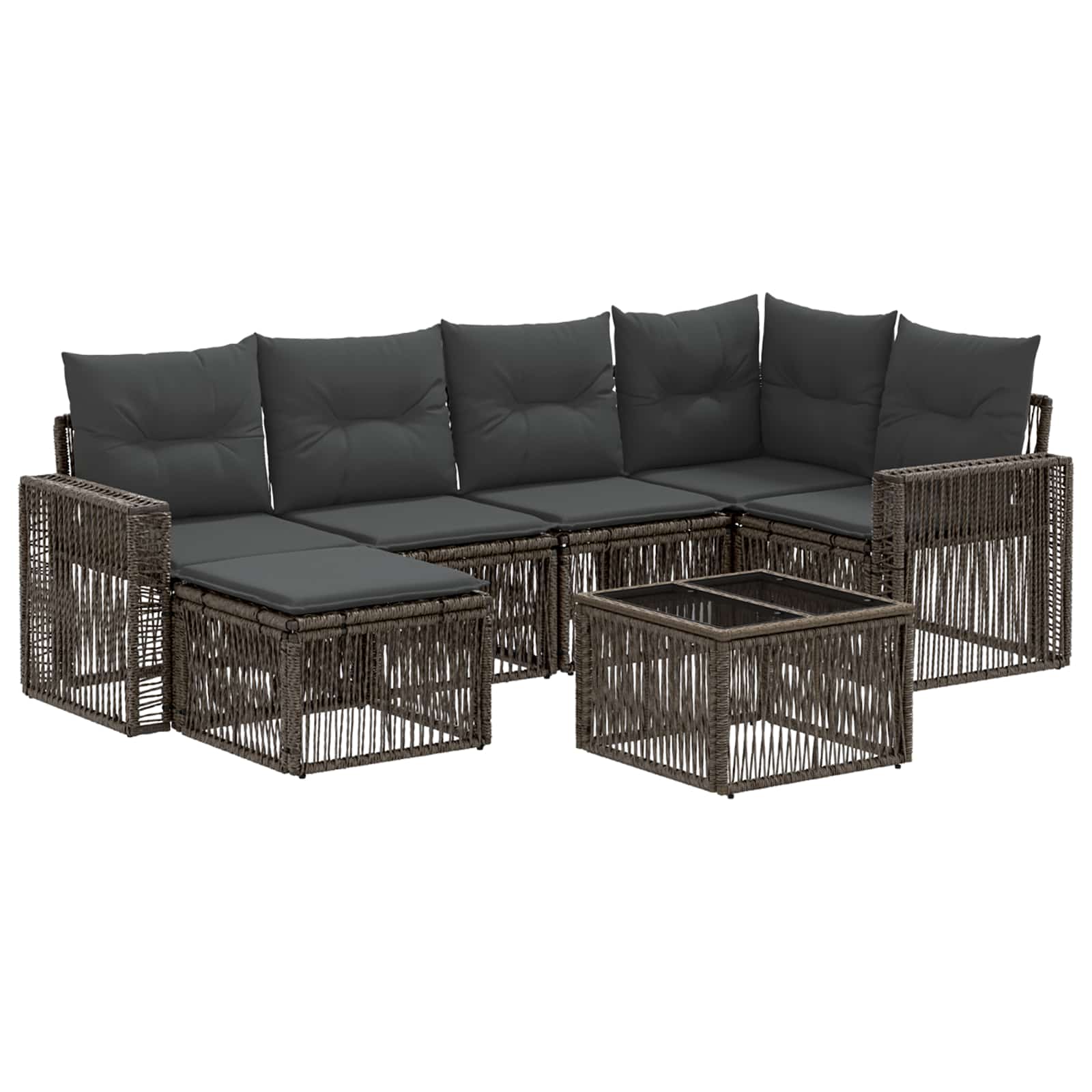 Gartensofa-set 7 Stk. 8-sitzer Grau Und Dunkelgrau Poly-rattan Vidaxl