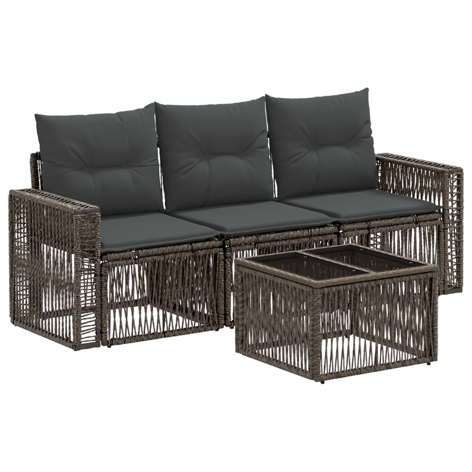Gartensofa-set 4 Stk. 3-sitzer Grau Und Dunkelgrau Poly-rattan Vidaxl