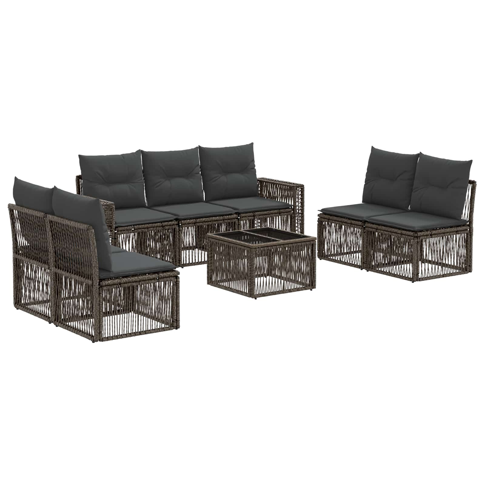 Gartensofa-set 8 Stk. 7-sitzer Grau Und Dunkelgrau Poly-rattan Vidaxl