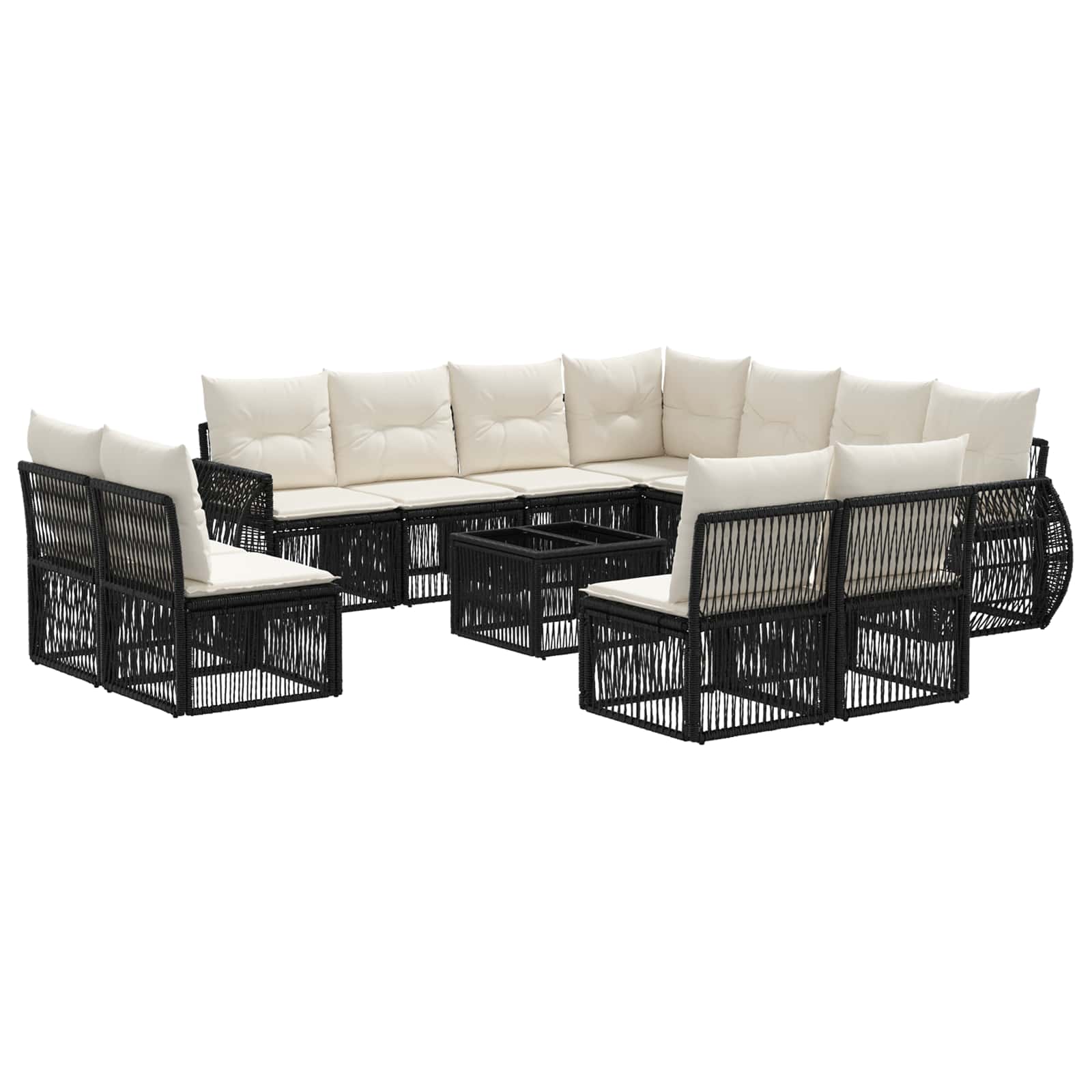 Gartensofa-set 12 Stk. 11-sitzer Schwarz Und Cremeweiß Vidaxl