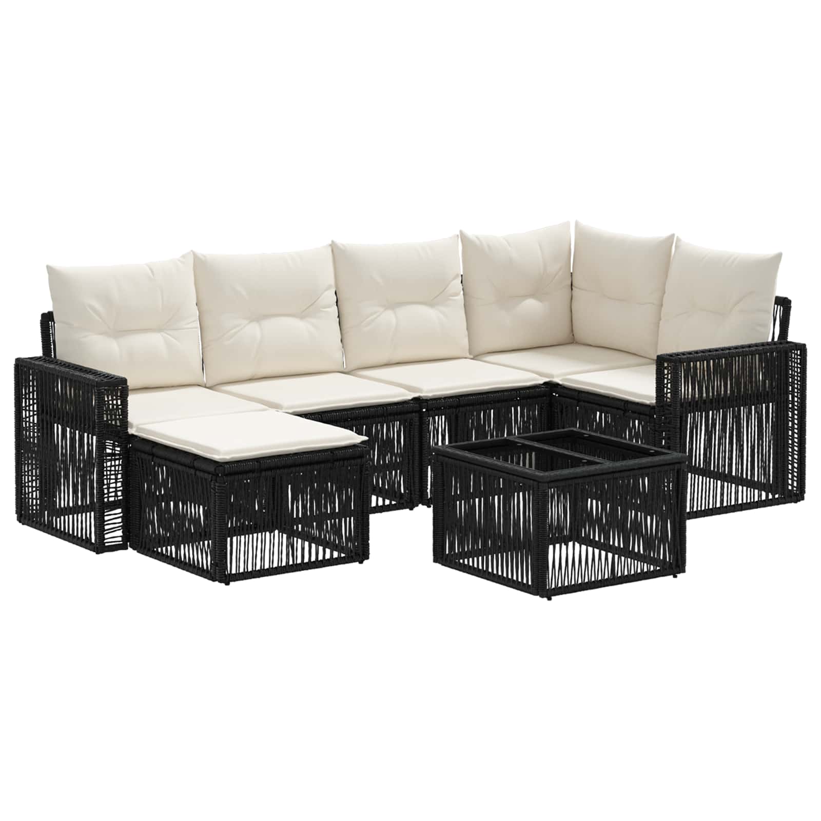 Gartensofa-set 7 Stk. 8-sitzer Schwarz Und Cremeweiß Vidaxl